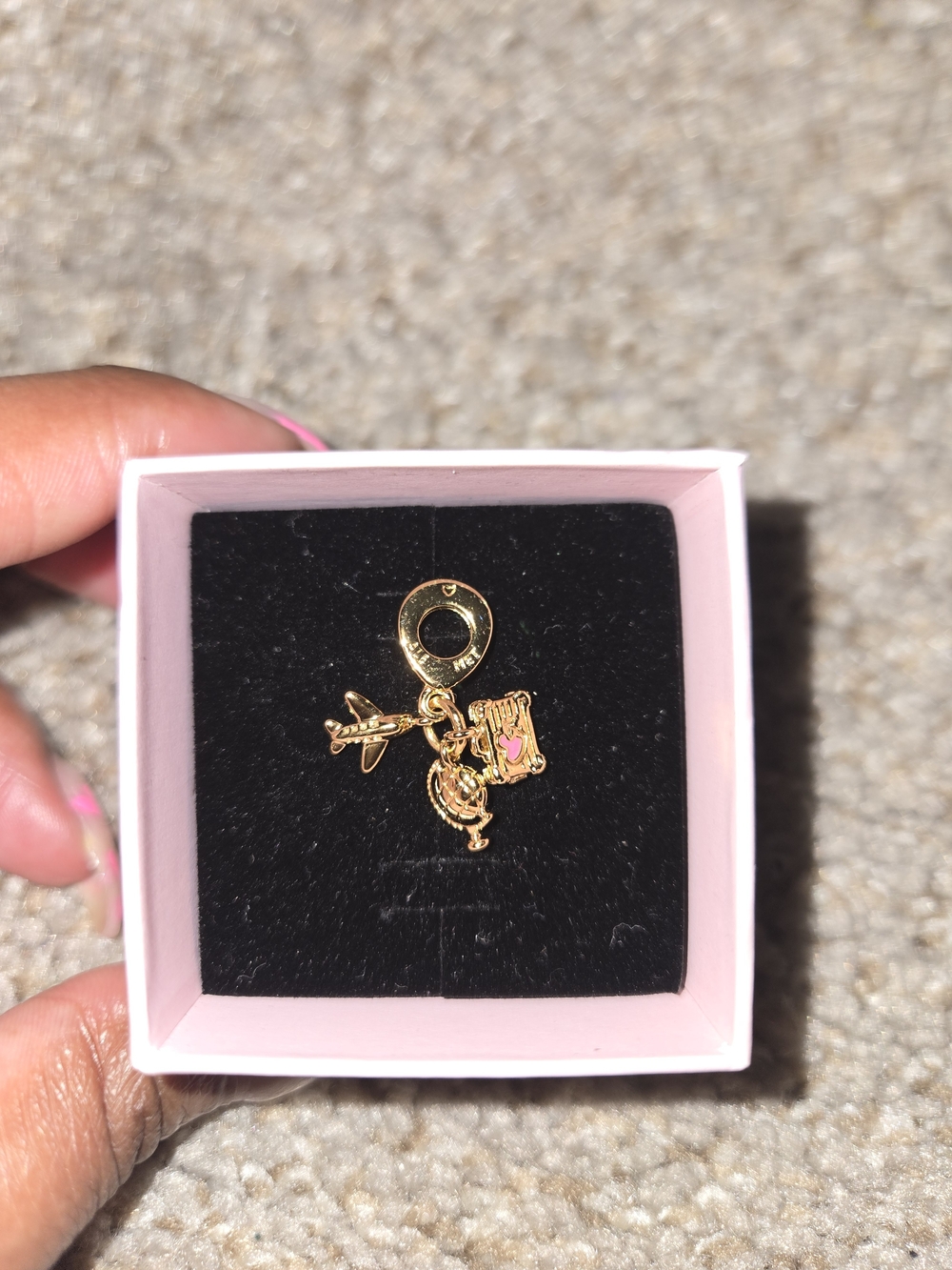 Pandora Airplane, Globe & Suitcase Triple Dangle Charm